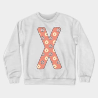 MONOGRAM LETTER X PINK FLORAL TYPOGRAPHY DESIGN Crewneck Sweatshirt